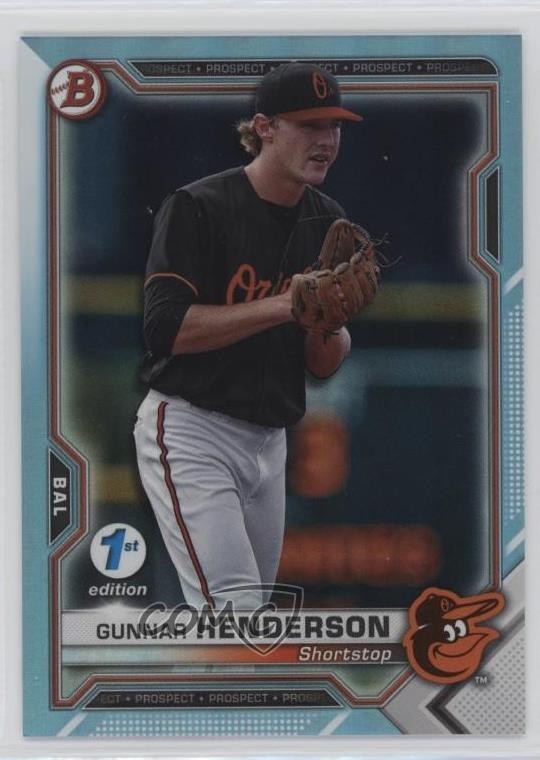 2021 Bowman 1st Edition Sky Blue Foil Gunnar Henderson #BFE-49 o7m