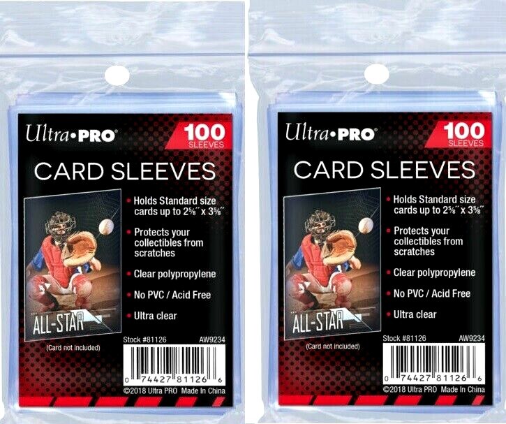 200 Ultra Pro Penny Soft Sleeves 2 Pack’s of 100 for Standard Sized Sports Cards