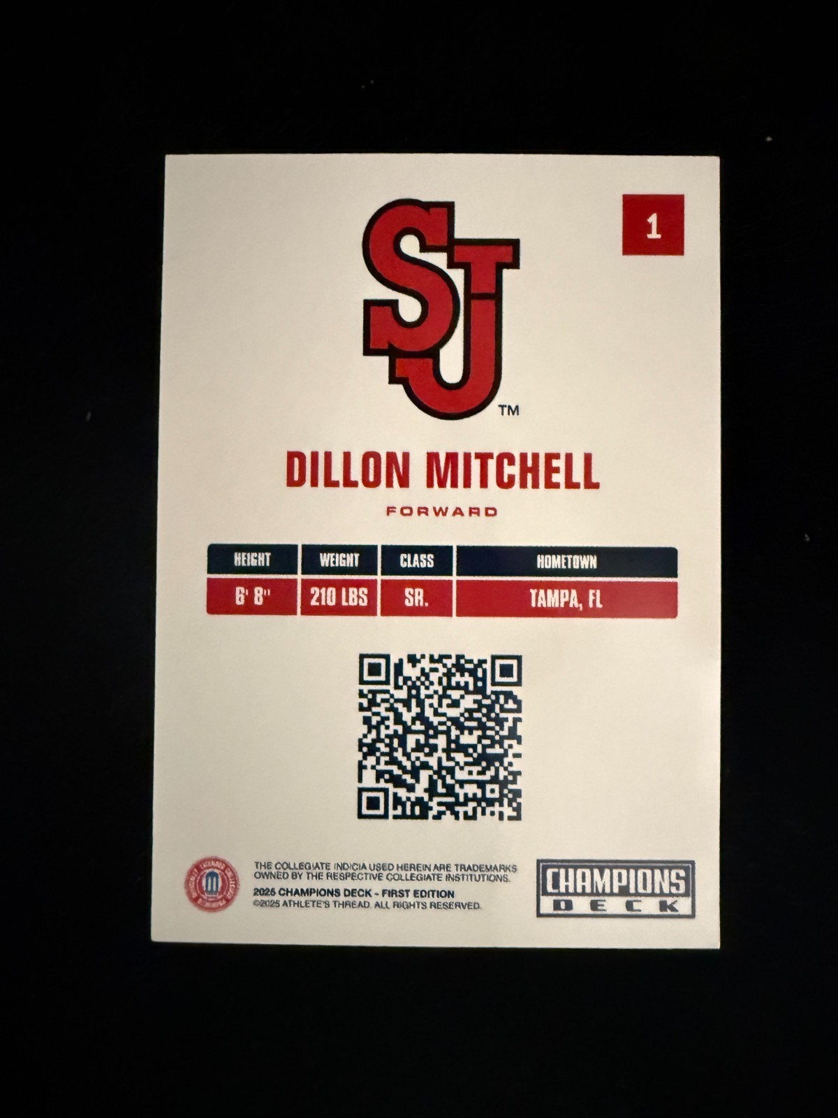 2025-26 Champions Deck ST. JOHN’S RED STORM singles – choose from list