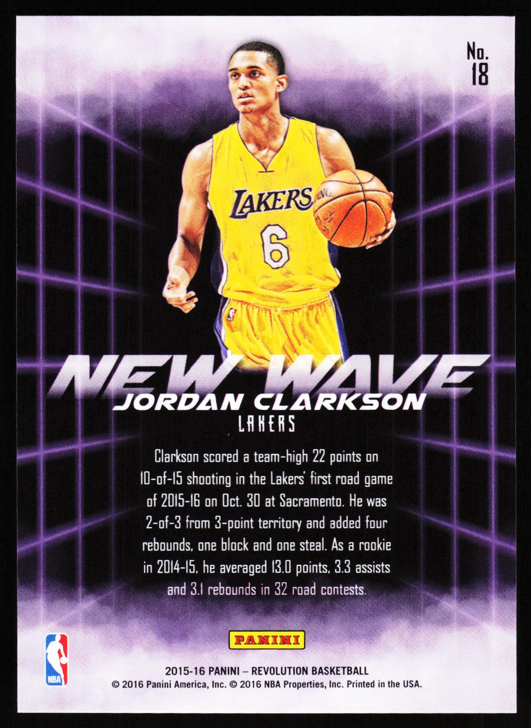 2015-16 Panini Revolution #18 Jordan Clarkson New Wave