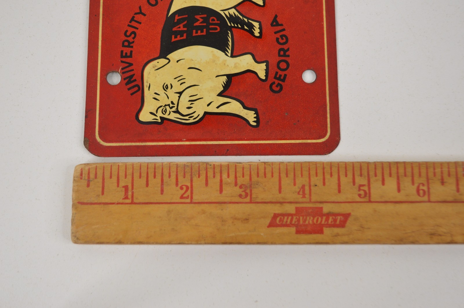 Vintage University of Georgia Bulldogs License Plate Scioto Sign Uga Eat Em Up
