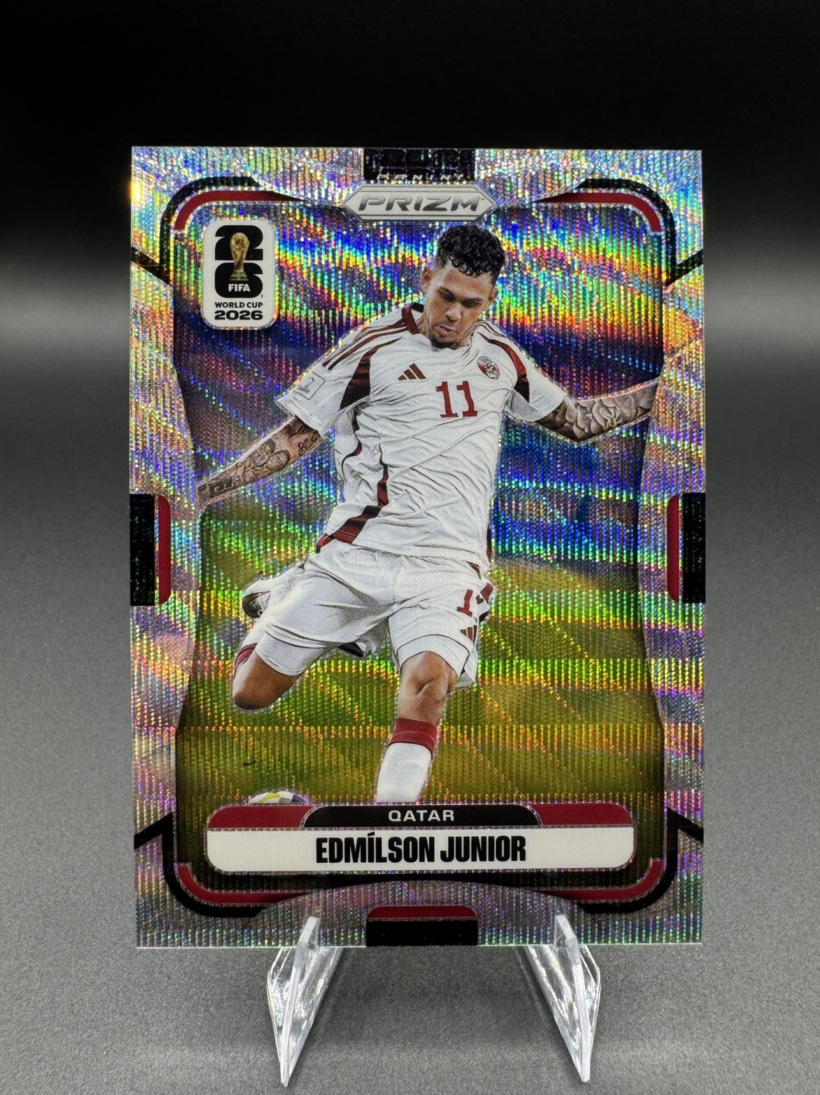 2026 Panini Prizm FIFA World Cup Silver Wave Prizm #375 Edmilson Junior, Qatar