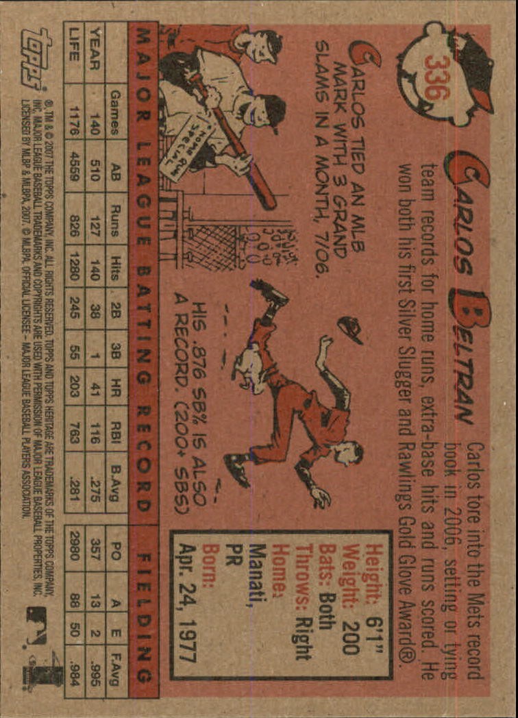 2007 Topps Heritage #336 Carlos Beltran – BB