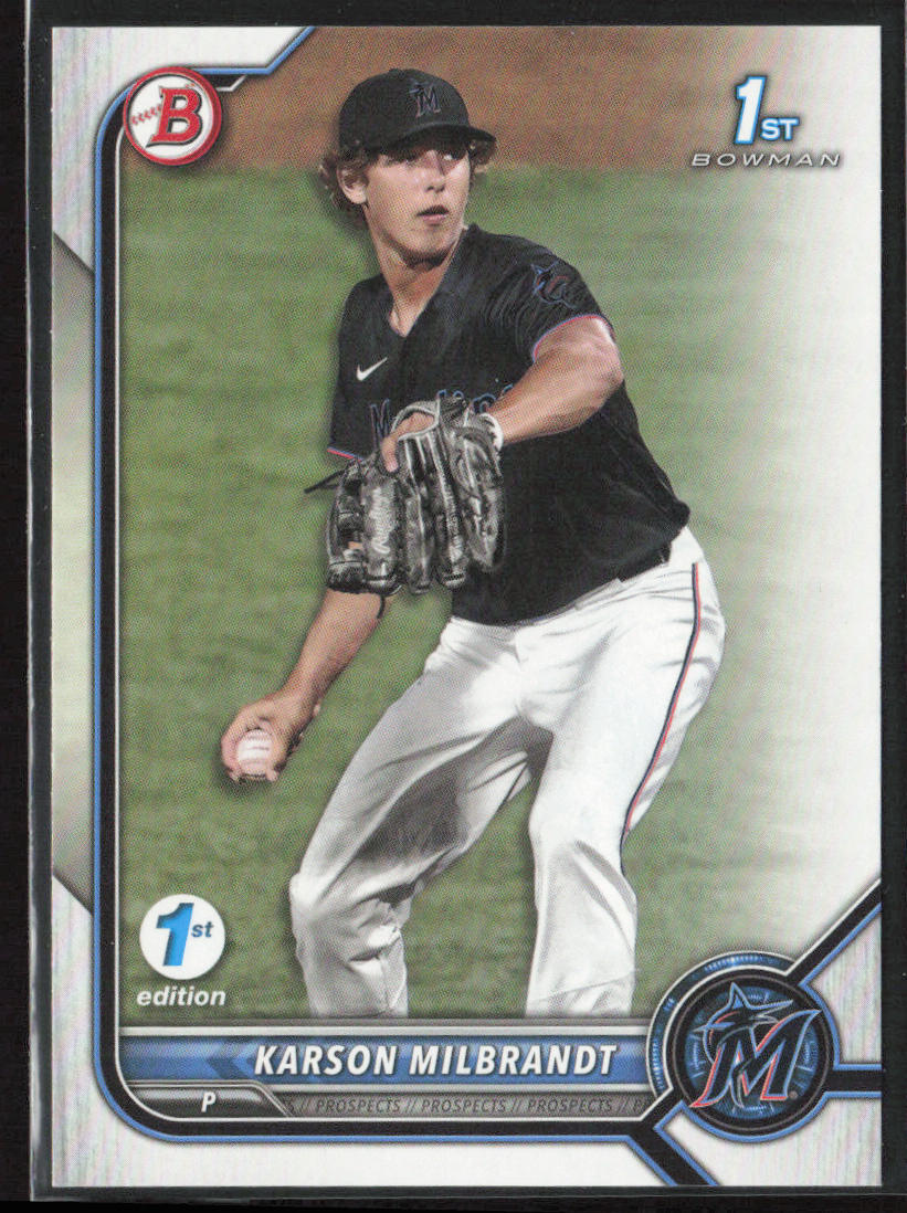 2022 Bowman Draft 1st Edition Karson Milbrandt BD-87 1st | Miami Marlins