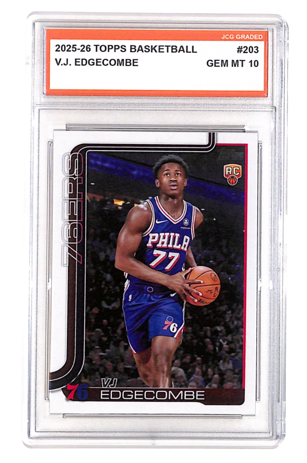 VJ Edgecombe 2025-26 Topps Basketball #203 Rookie Graded Gem Mint 10