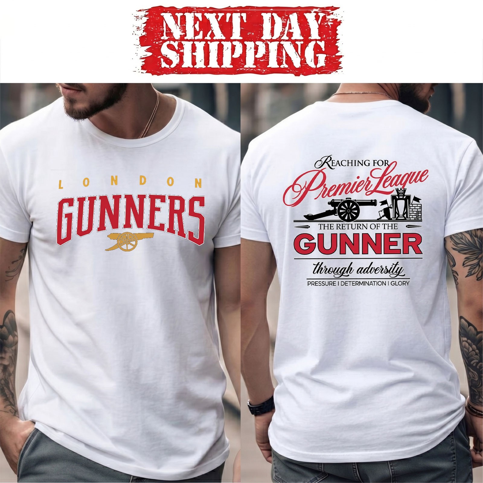 Arsenal London Gunners T-Shirt Premier League Champions 2025-26 Graphic Tee