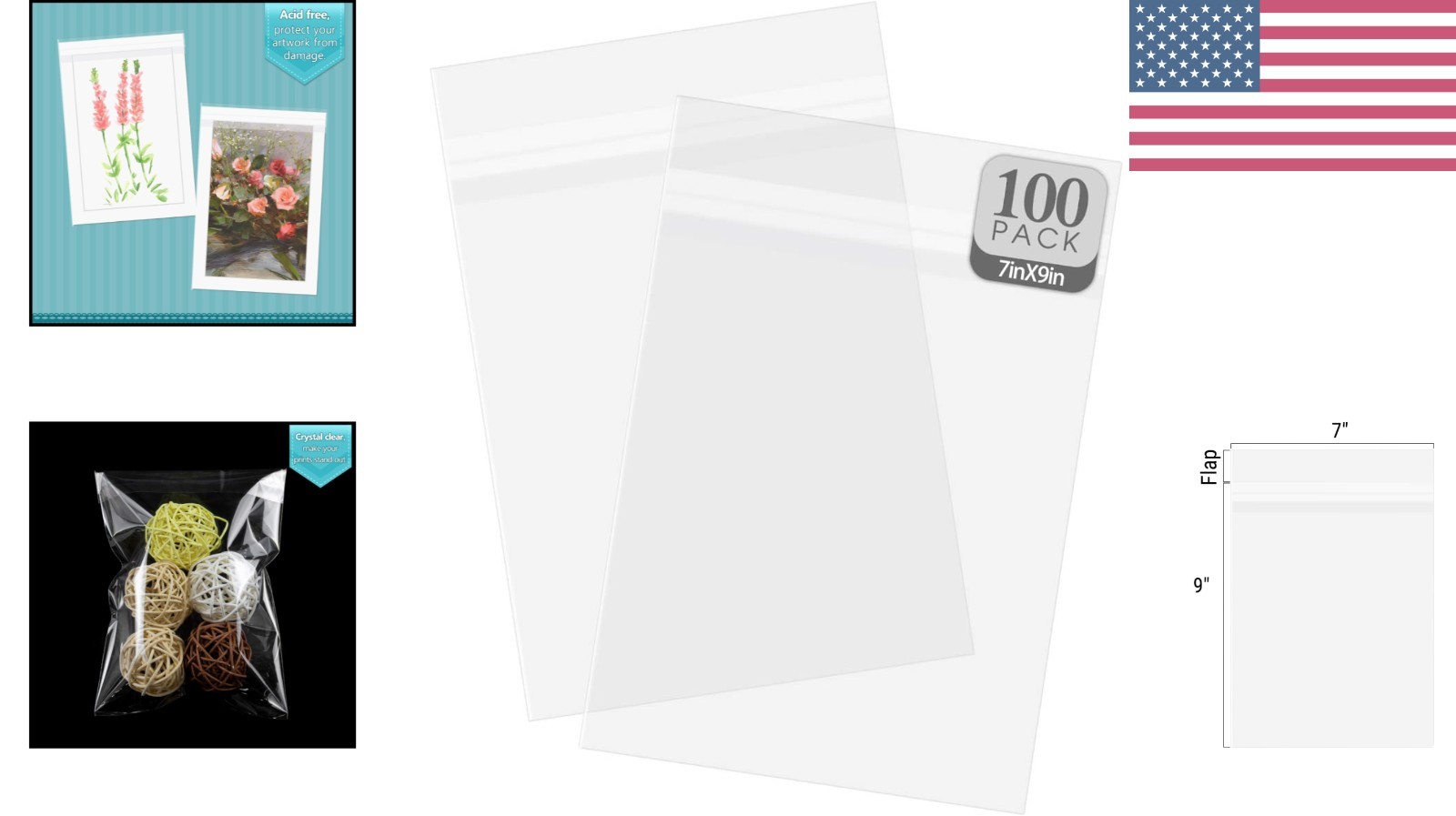 Safe and Easy Storage: 100-Pack 7″ x 9″ Acid-Free Clear Sleeves for Photographs