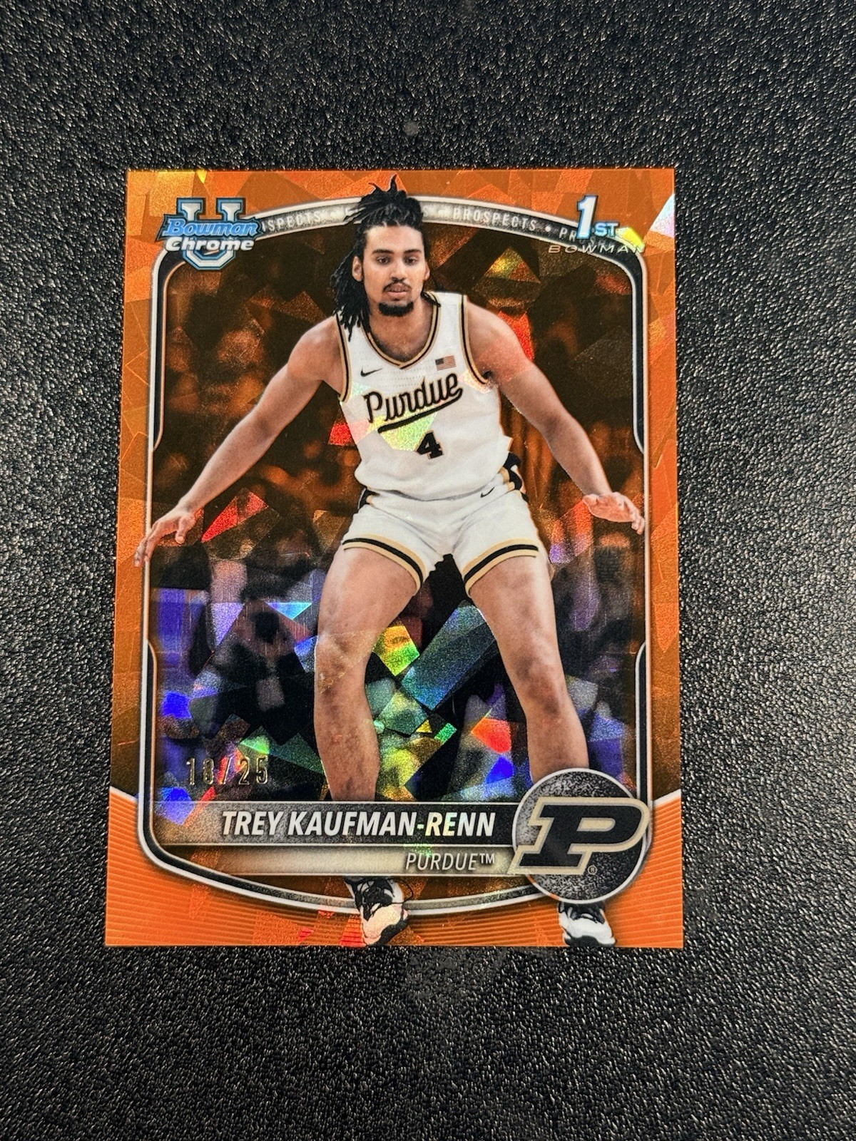 2025-26 Bowman Chrome 1st Sapphire Trey Kaufman-Renn #BCP-21 Orange Sapphire /25