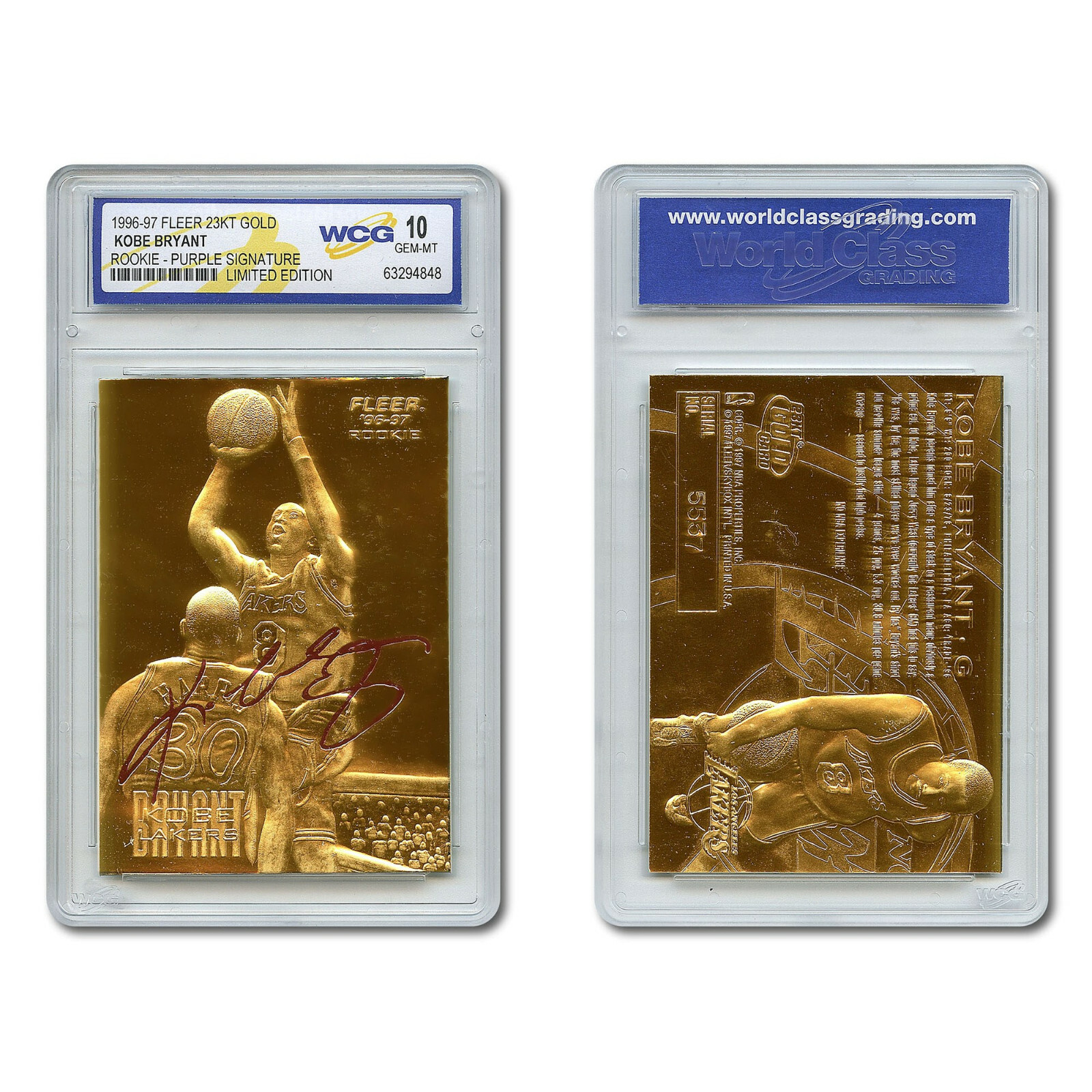 1996-1997 KOBE BRYANT Fleer 23K Gold ROOKIE Card Signature Series – GEM-MINT 10