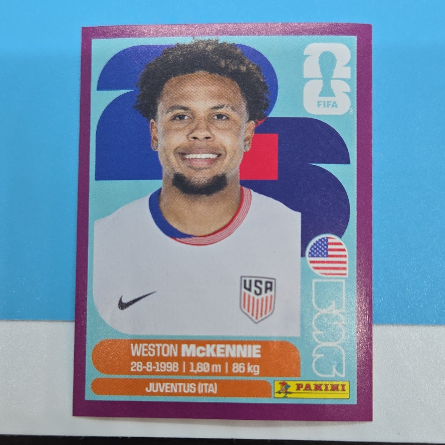 Panini FIFA World Cup 2026 USA 10 Weston McKennie Player Portrait Sticker Purpl