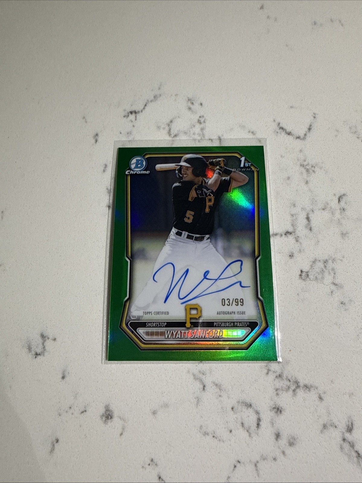 2026 Bowman Wyatt Sanford 1st Chrome True Green Refractor Auto /99 #CPA-WS