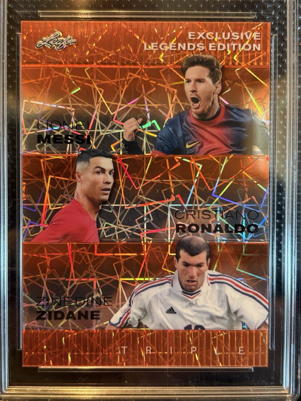 Leaf 2024 Metal ORANGE LASER 2/3 Exclusive Legends ELE-61 Messi Ronaldo Zidane