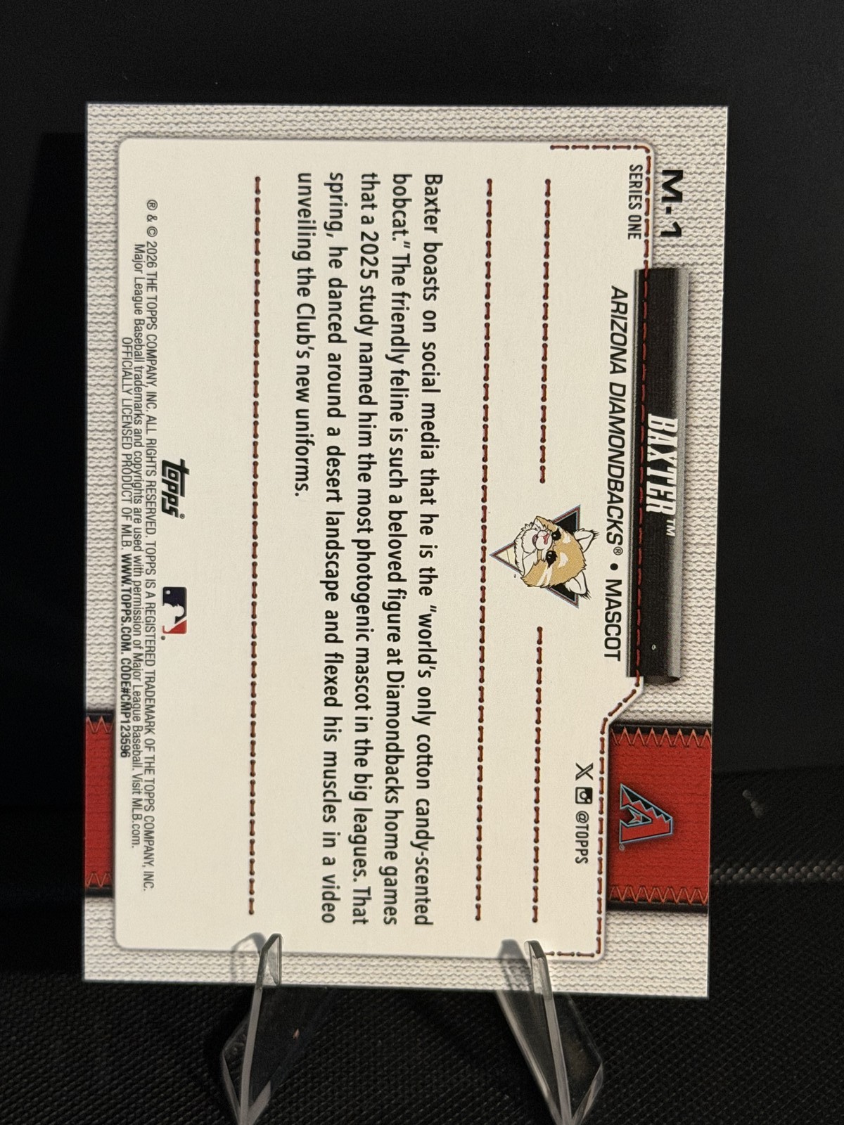 Baxter (Mascot) 2026 Topps Baseball Series 1 Mascots #M-1 Arizona Diamondbacks
