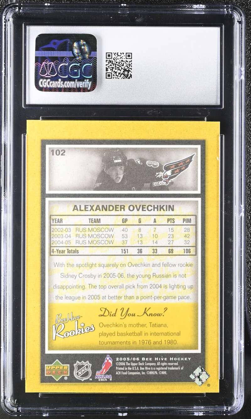 CGC Graded NEAR MINT – MINT 8 2005-06 Upper Deck Beehive 102 Alexander Ovechkin