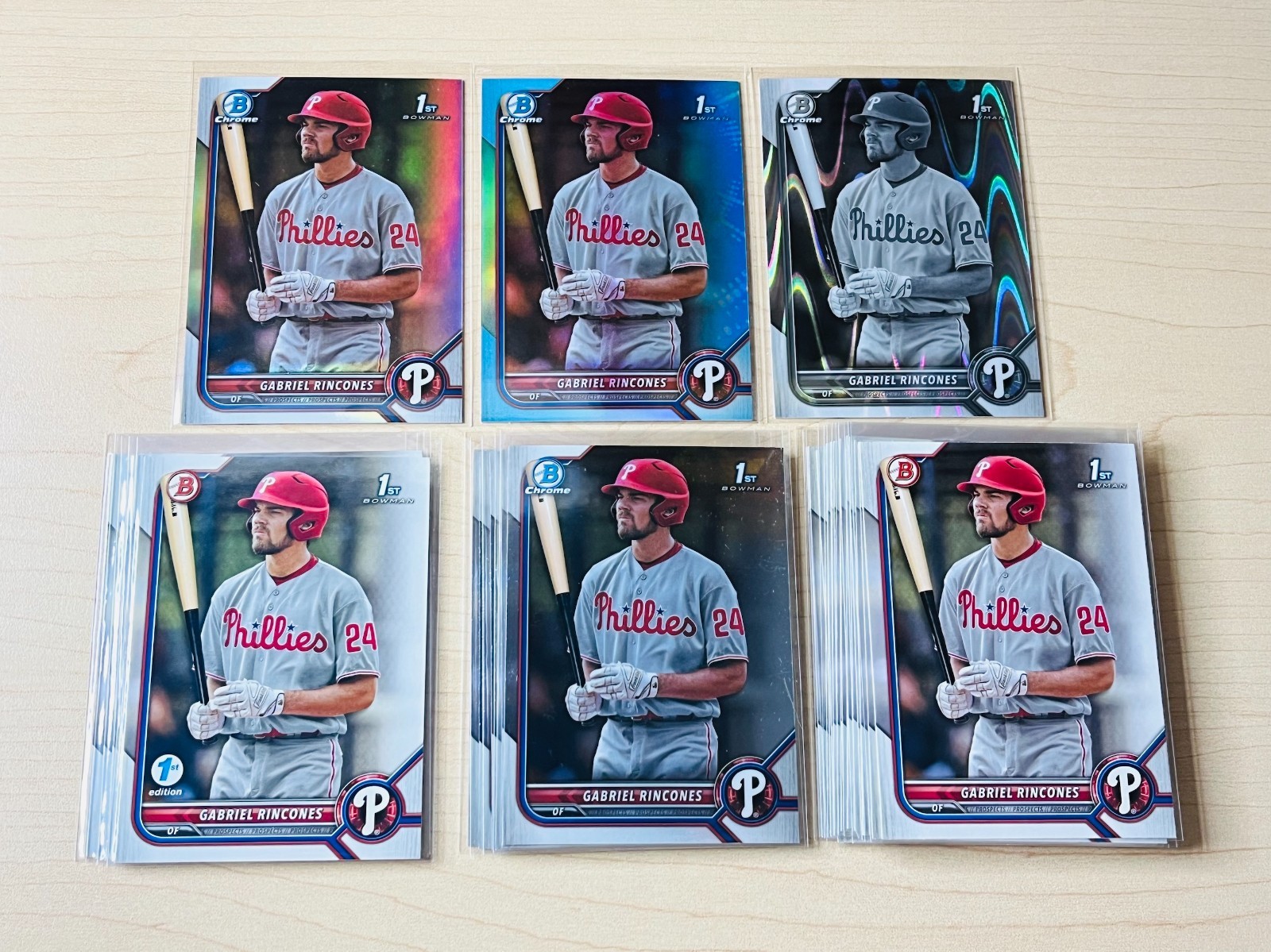 [26] Card Lot – 2022 Gabriel Rincones Bowman Draft BD-142 1st Chrome Refractor +