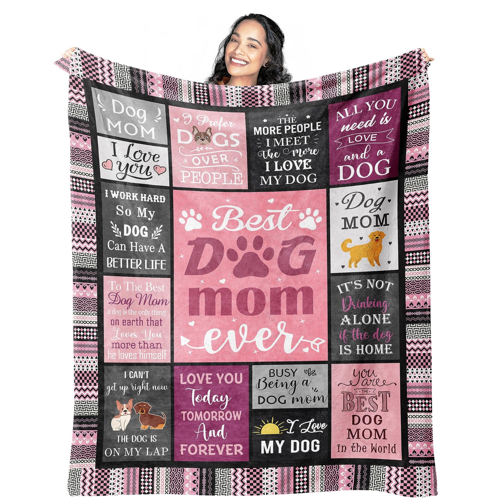 Mcurore Dog Mom Gifts for Women Blanket 60″x50″, 60 in X 50 in,