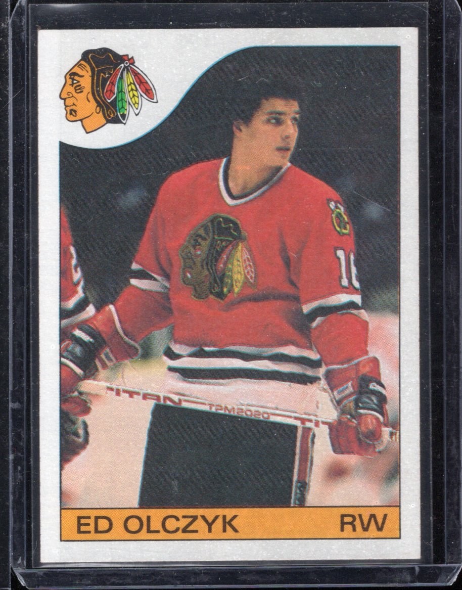 1985 Topps #86 Ed Olczyk Rookie EX-MT ( wax stain on back ), Free Shipping