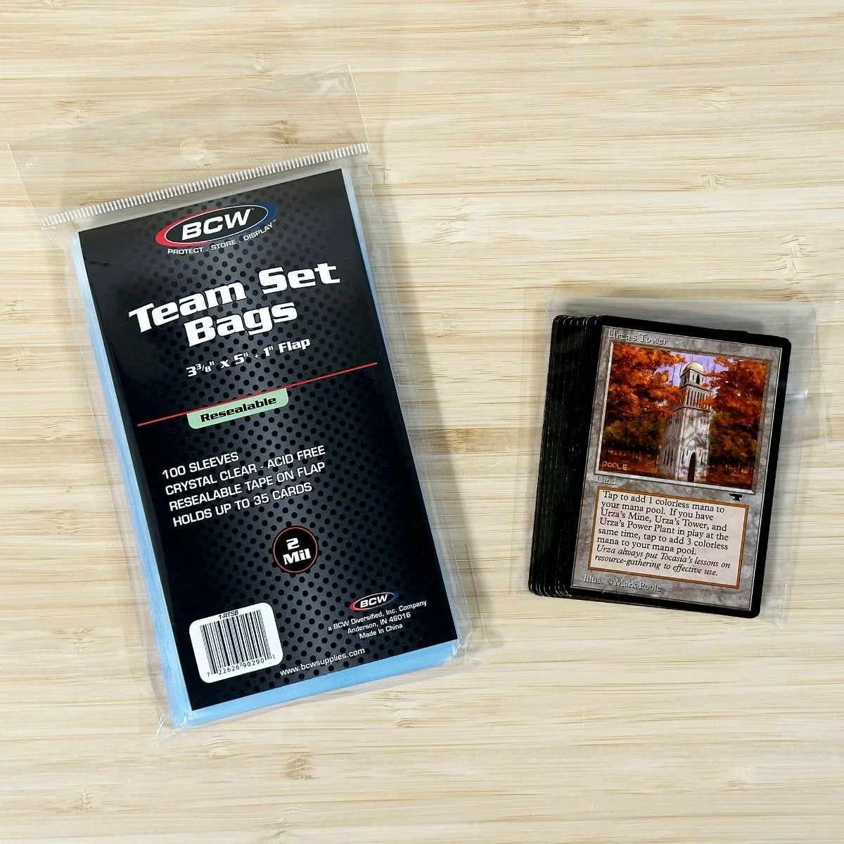 100 BCW Team Set Bags Resealable Strip Card Sleeve Sports Trading Gaming Storage