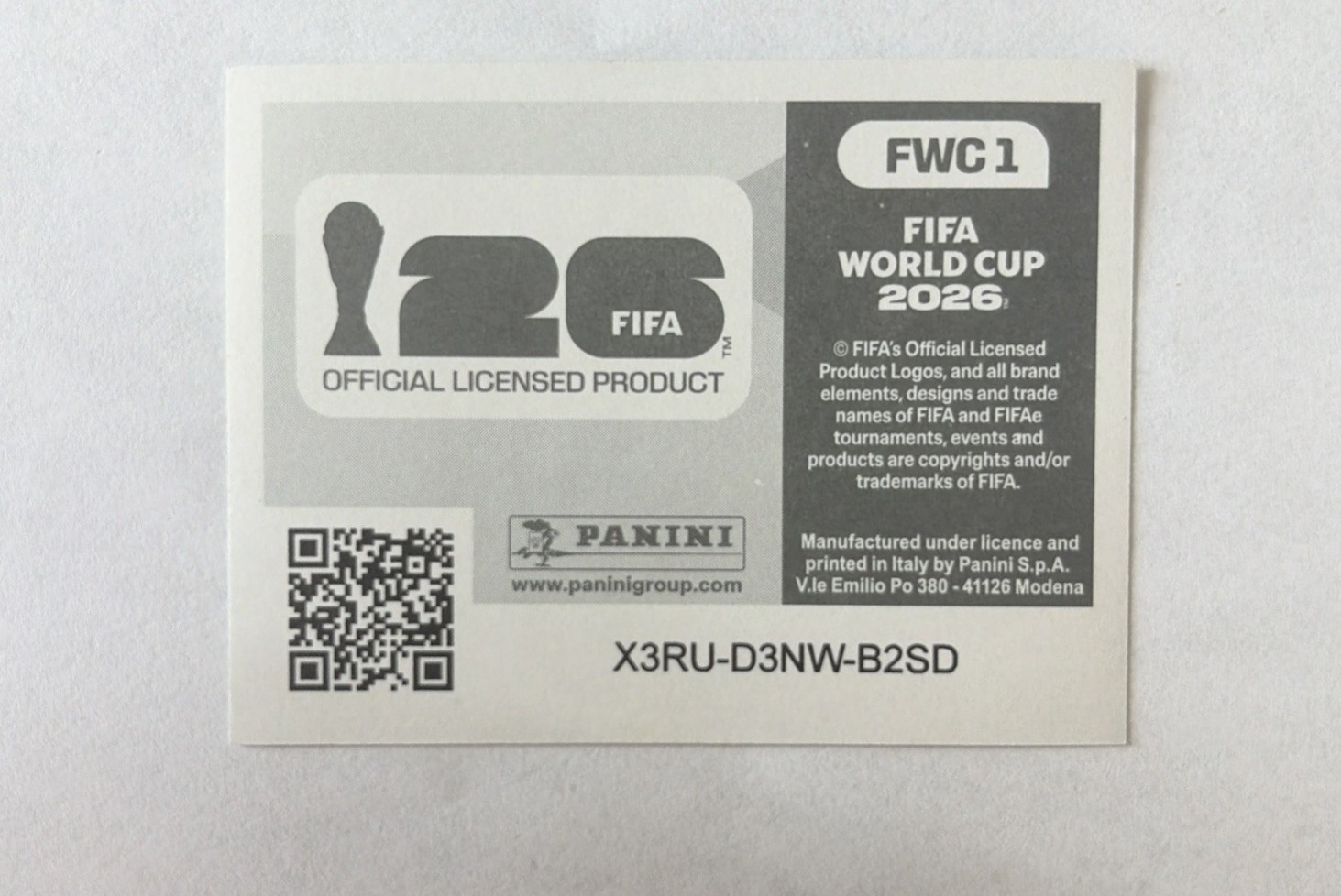 Panini FIFA World Cup 2026 Sticker FWC1 Trophy Top Holo Foil Rare