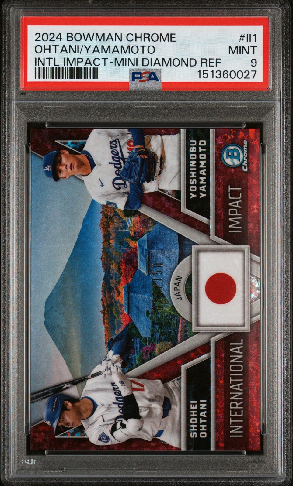 BOWMAN CHROME INTERNATIONAL IMPACT SHOHEI OHTANI/YOSHINOBU YAMAMOTO 21/150 PSA 9