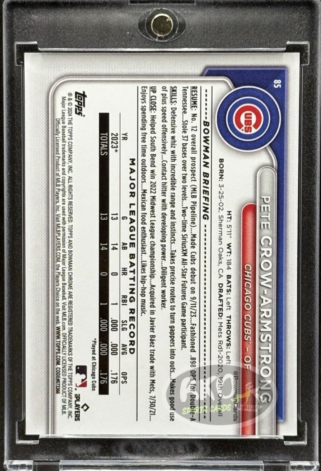 Pete Crow-Armstrong RARE ROOKIE REFRACTOR INVESTMENT CARD BOWMAN SSP MINT