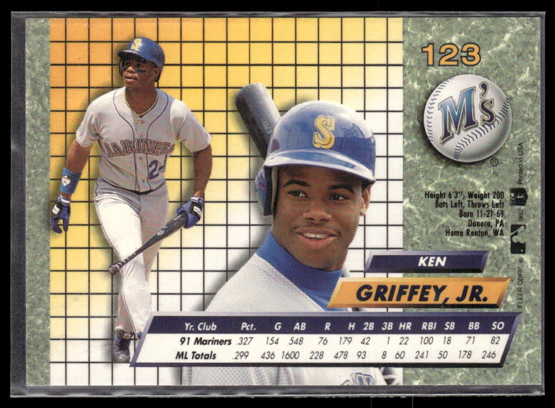 1992 Ultra #123 Ken Griffey, Jr. Mariners Reds Baseball Card 2903K