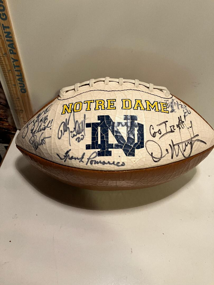 RARE NCAA NOTRE DAME MULTI-SIGNED FRANK POMARICO & UNKNOWN NAMES FOOTBALL w/ COA