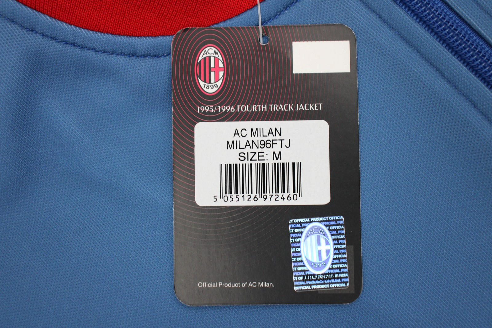 Offical AC Milan Jacket Mens Medium Blue Red 1995 1996 Fourth Track Soccer