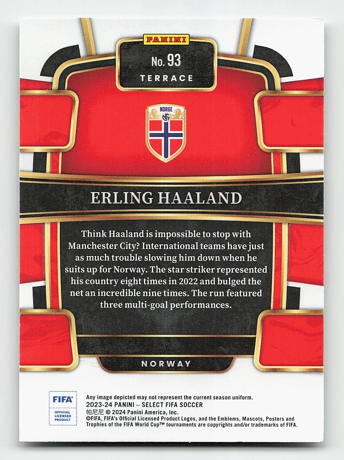 2023-24 Panini Select FIFA #93 Erling Haaland