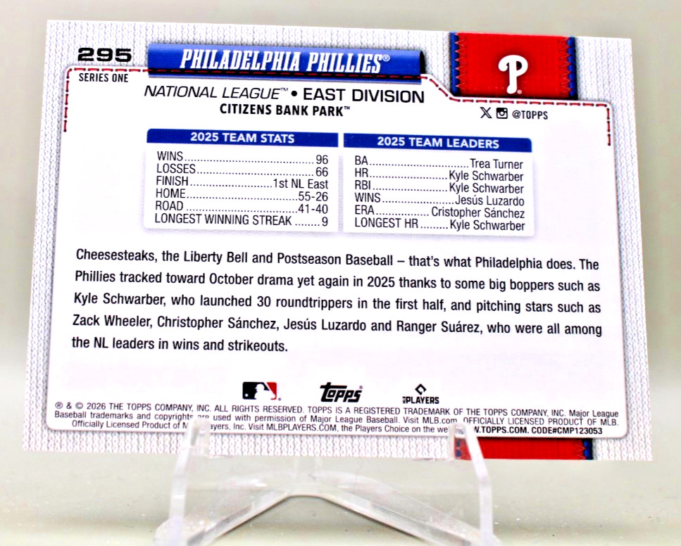 2026 Topps Series 1 – #295 Philadelphia Phillies Team Card