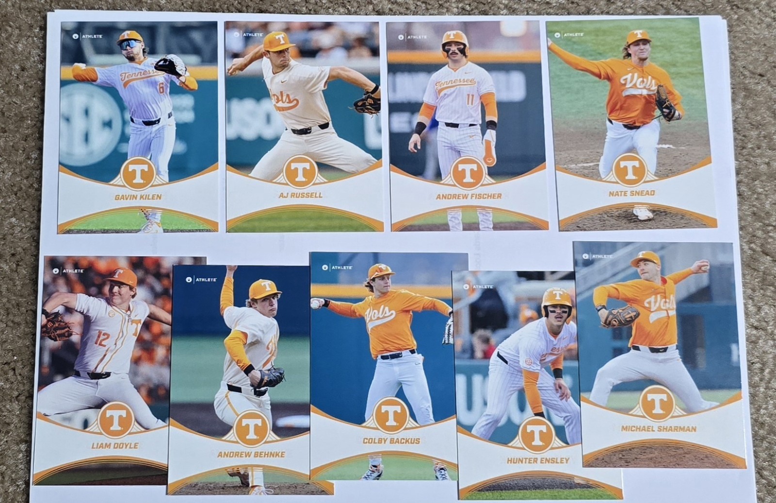 2025 ONIT ATHLETE Tennessee Volunteers Baseball Base/Insert *Pick Your Card*