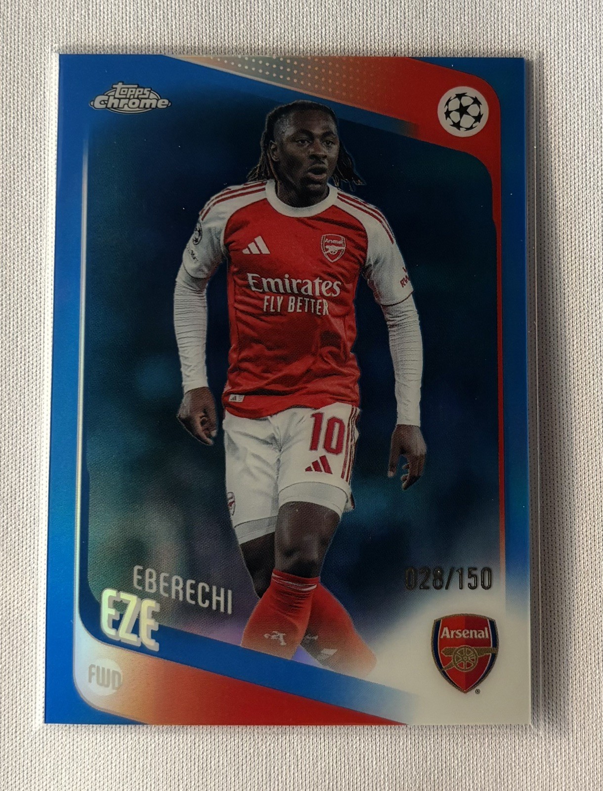 2025-26 Topps Chrome UCC Eberechi Eze Arsenal Blue Refractor /150
