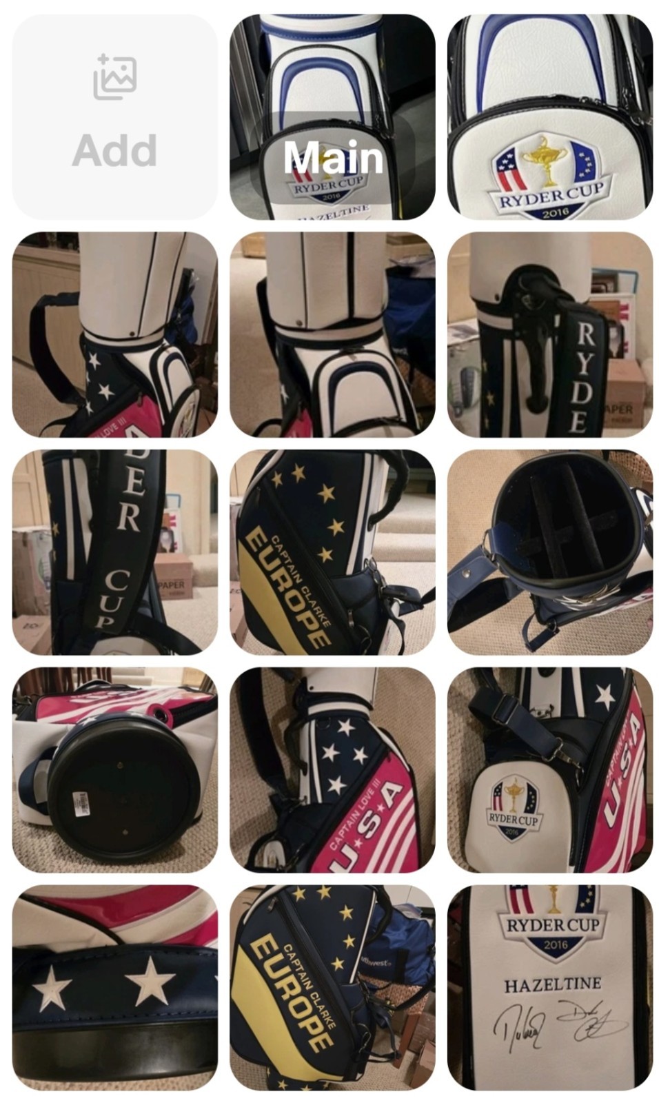 2016 Ryder Cup Official STAFF Captains Golf Bag HAZELTINE SIGNED US EU CAPTAINS