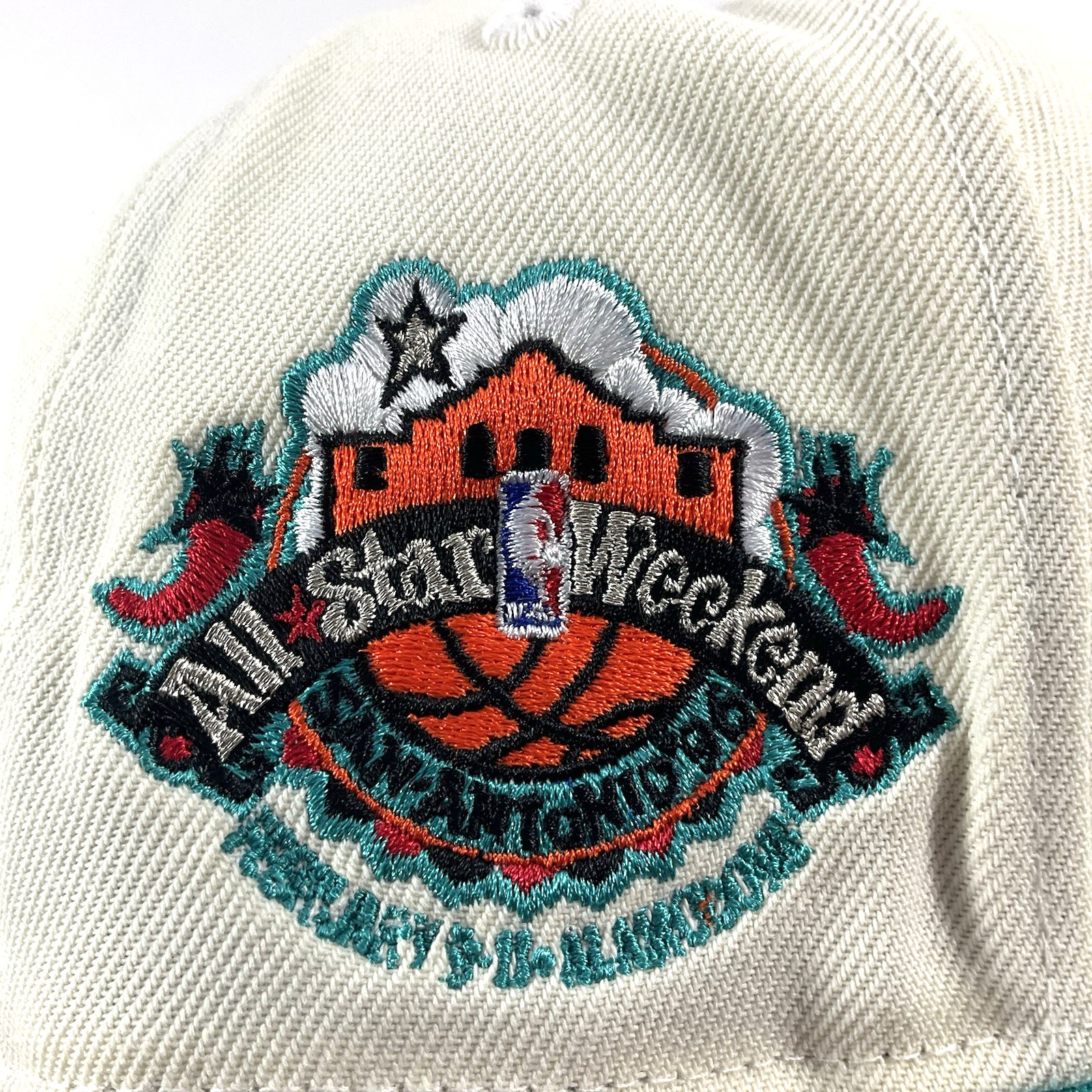 New Era San Antonio Spurs Exclusive Cream Teal 9FIFTY A-Frame Snapback Hat Cap