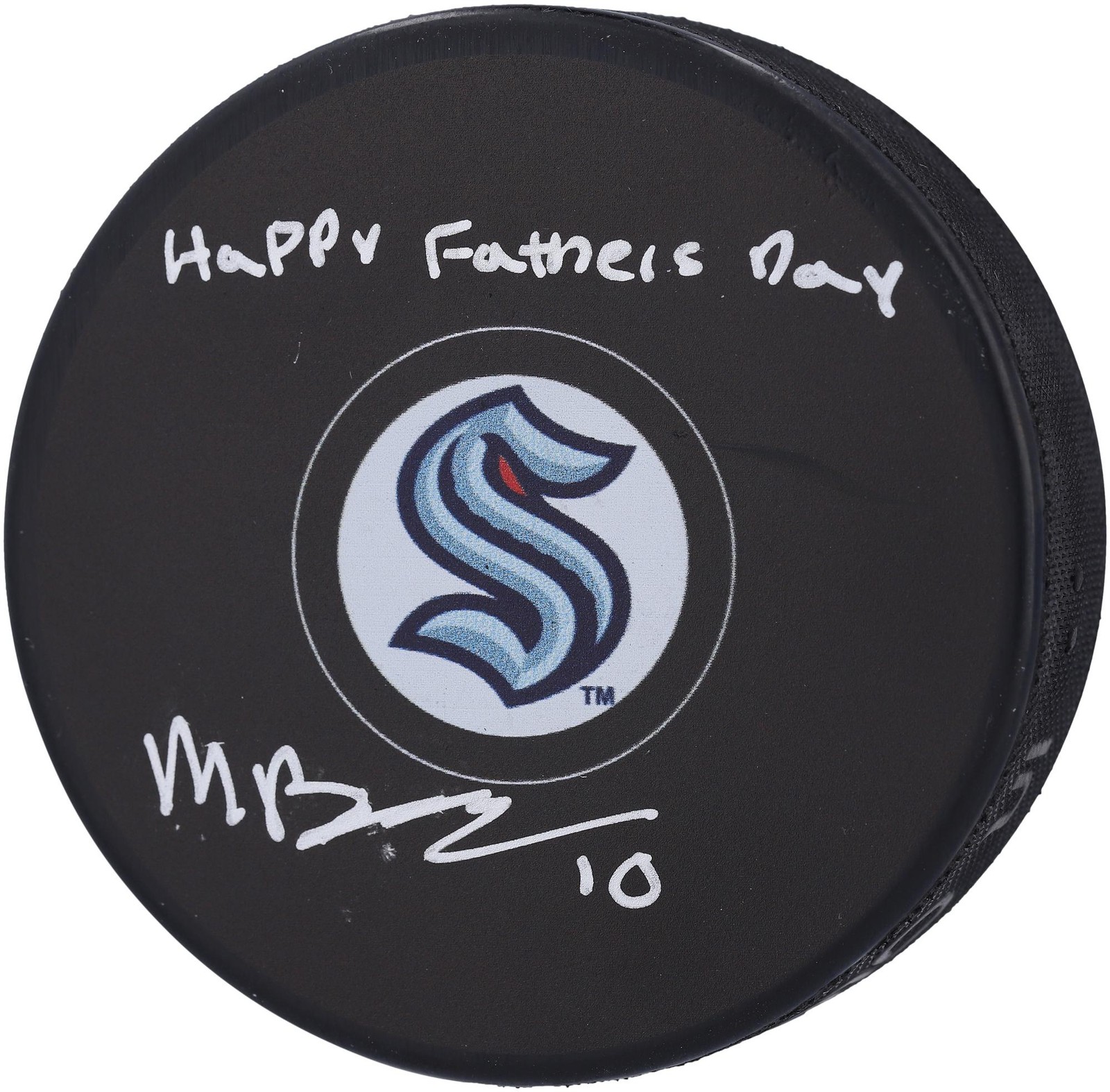 Matty Beniers Seattle Kraken Signed Hockey Puck w/Happy Father’s Day! Insc