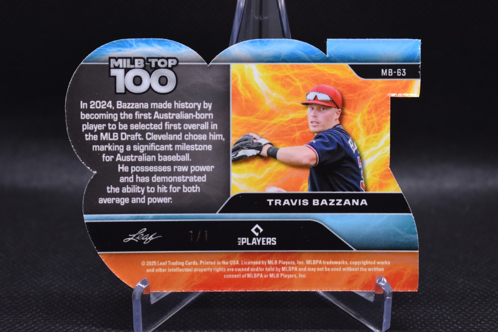 Travis Bazzana 1/1 2025 Leaf Baseball Nation MILB Top 100 Black Lava #MB-63