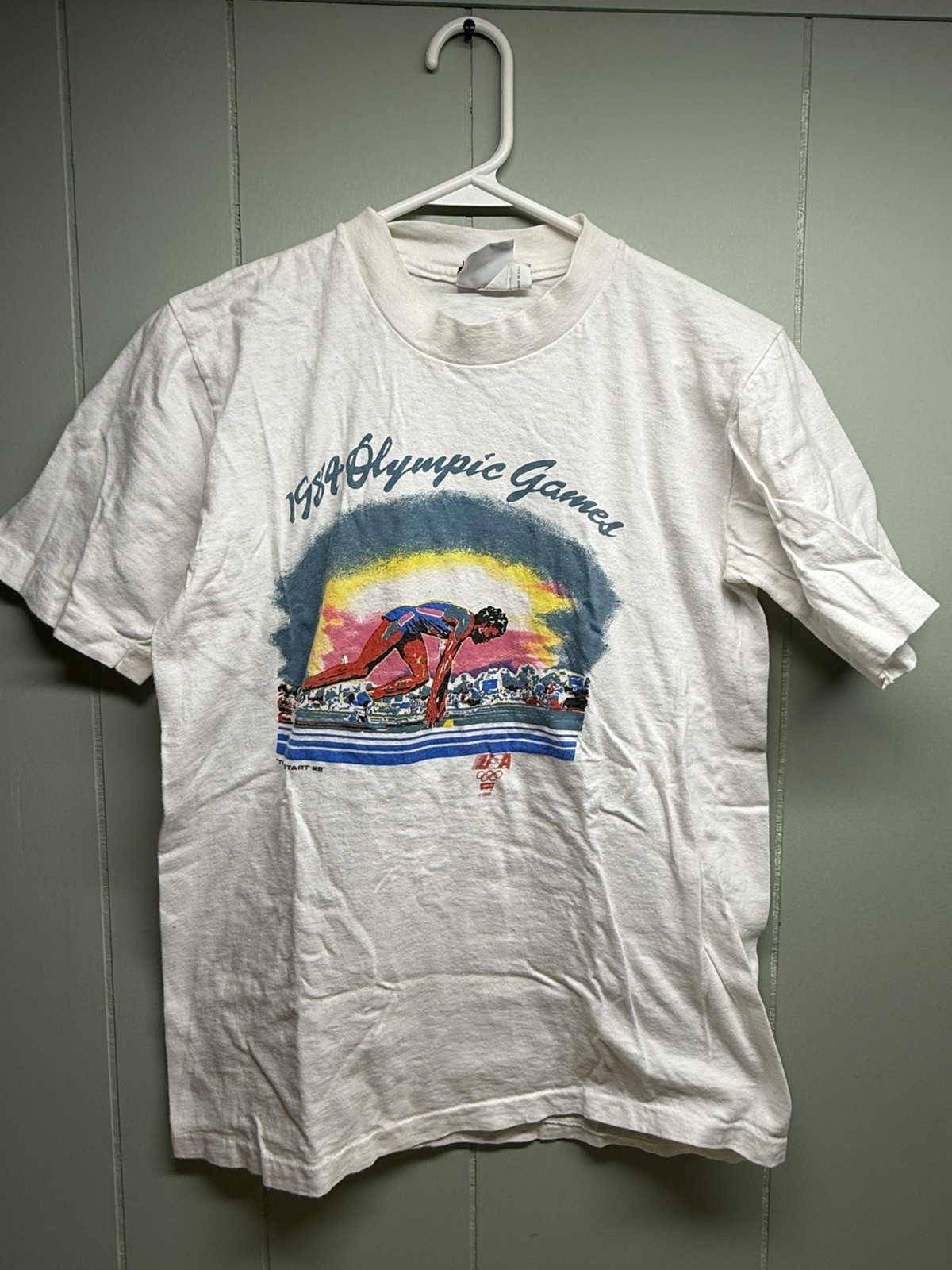 VTG RARE 1984 Olympic Games Levi’s T-Shirt USA “The Start #8” Sz M Made in USA