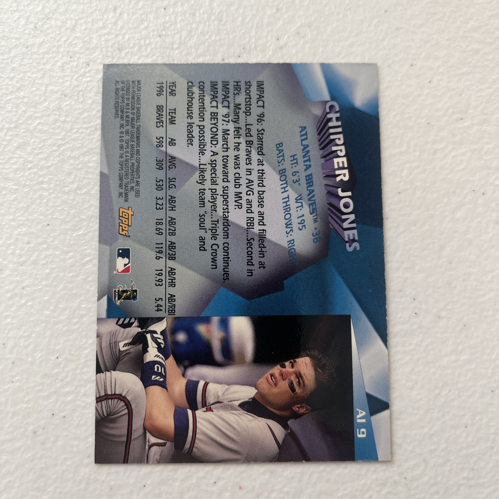 1997 Topps Awesome Impact: #AI-9 Chipper Jones Atlanta Braves