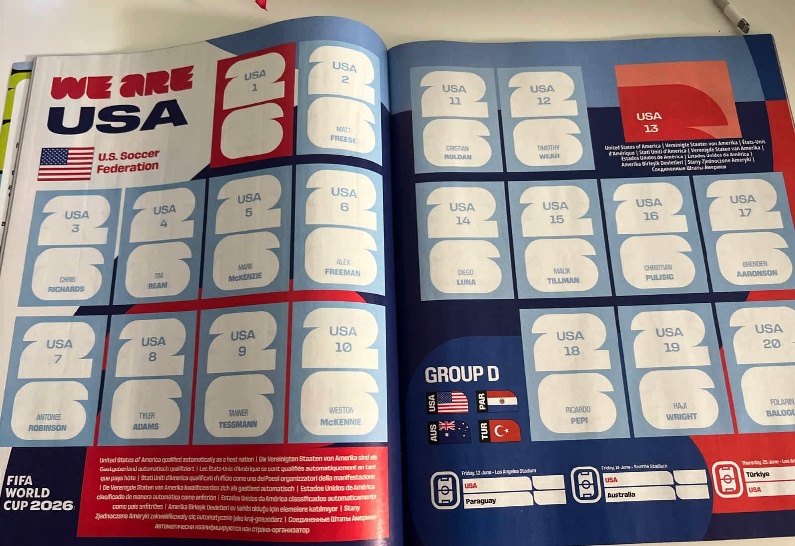 2026 FIFA World Cup Panini Official Sticker Soft Cover Album New USA Edition