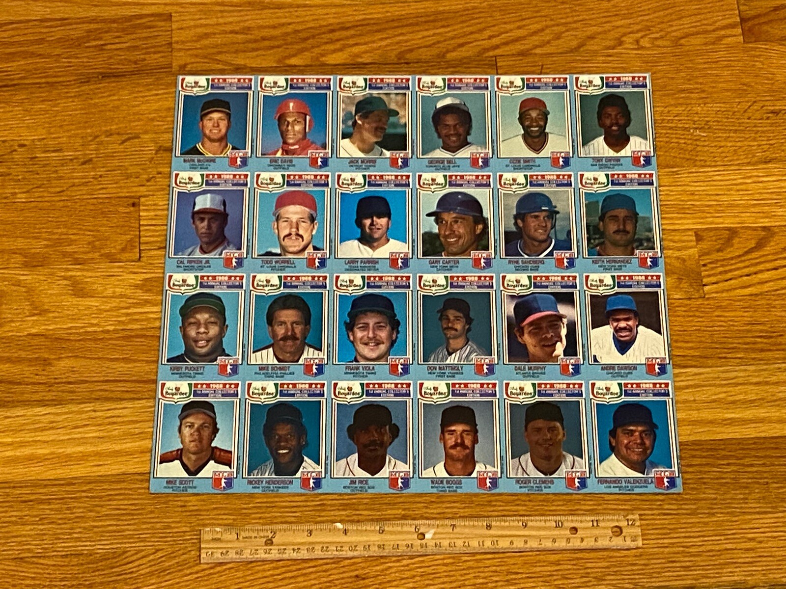 1988 Chef Boyardee Baseball Card Set Uncut Sheet MCGWIRE RIPKEN BOGGS MATTINGLY