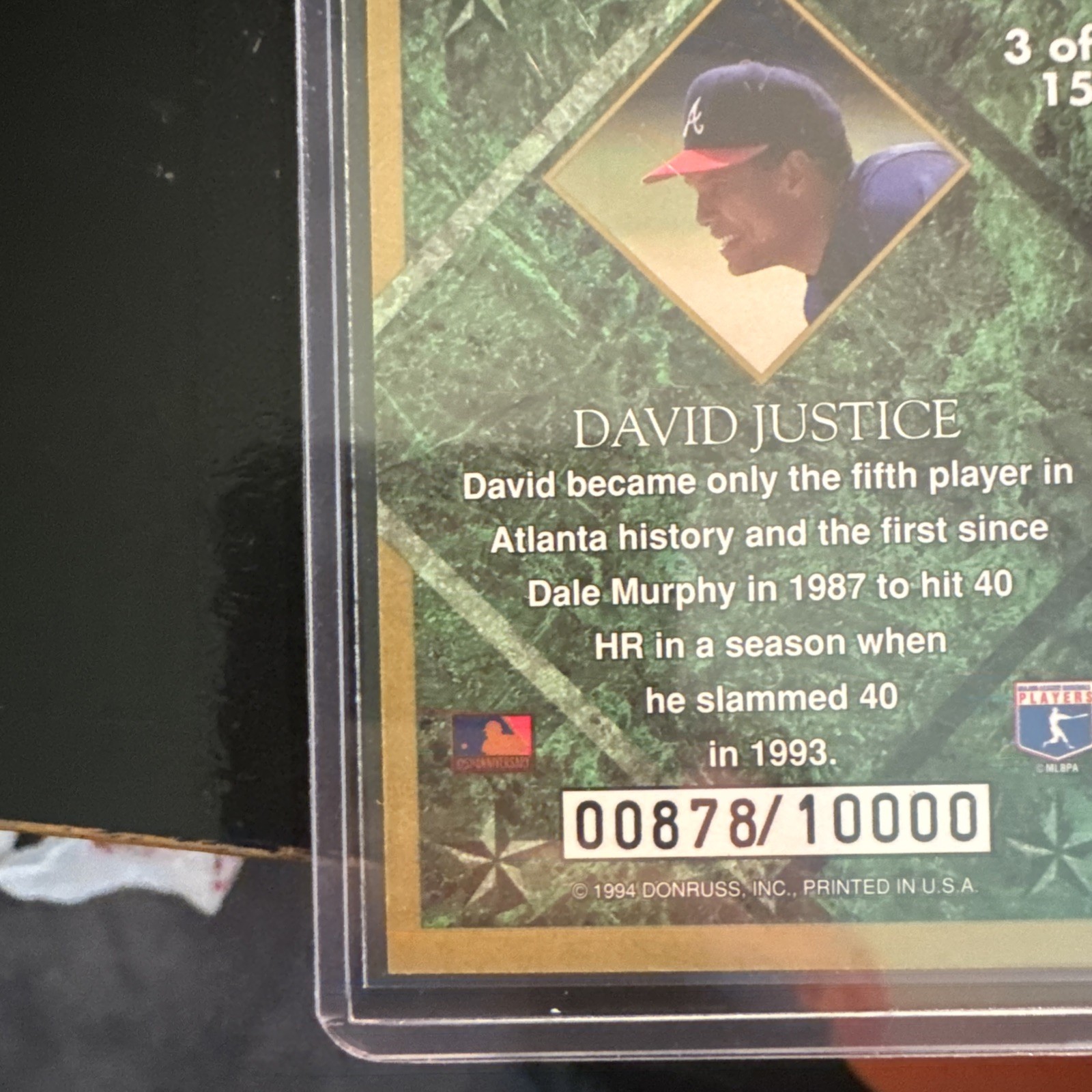 1994 Leaf – Gold Leaf Stars David Justice #3 /10000