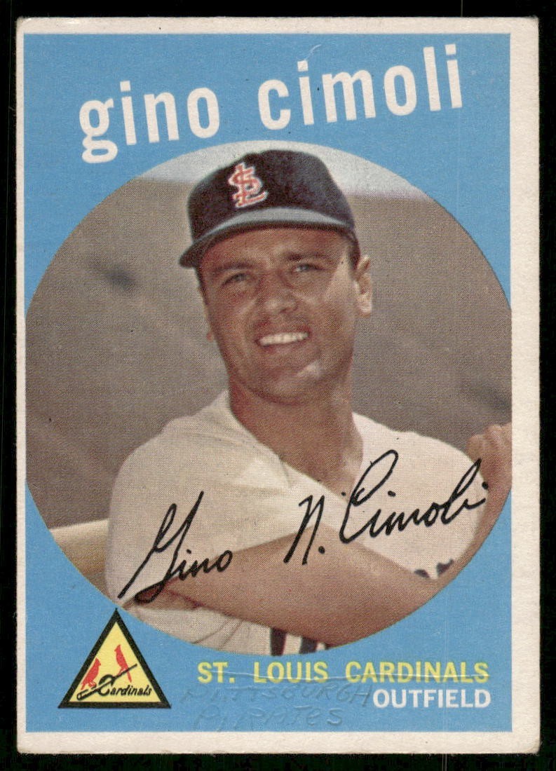Gino Cimoli 1959 Topps #418 St. Louis Cardinals Vintage Baseball Card POOR