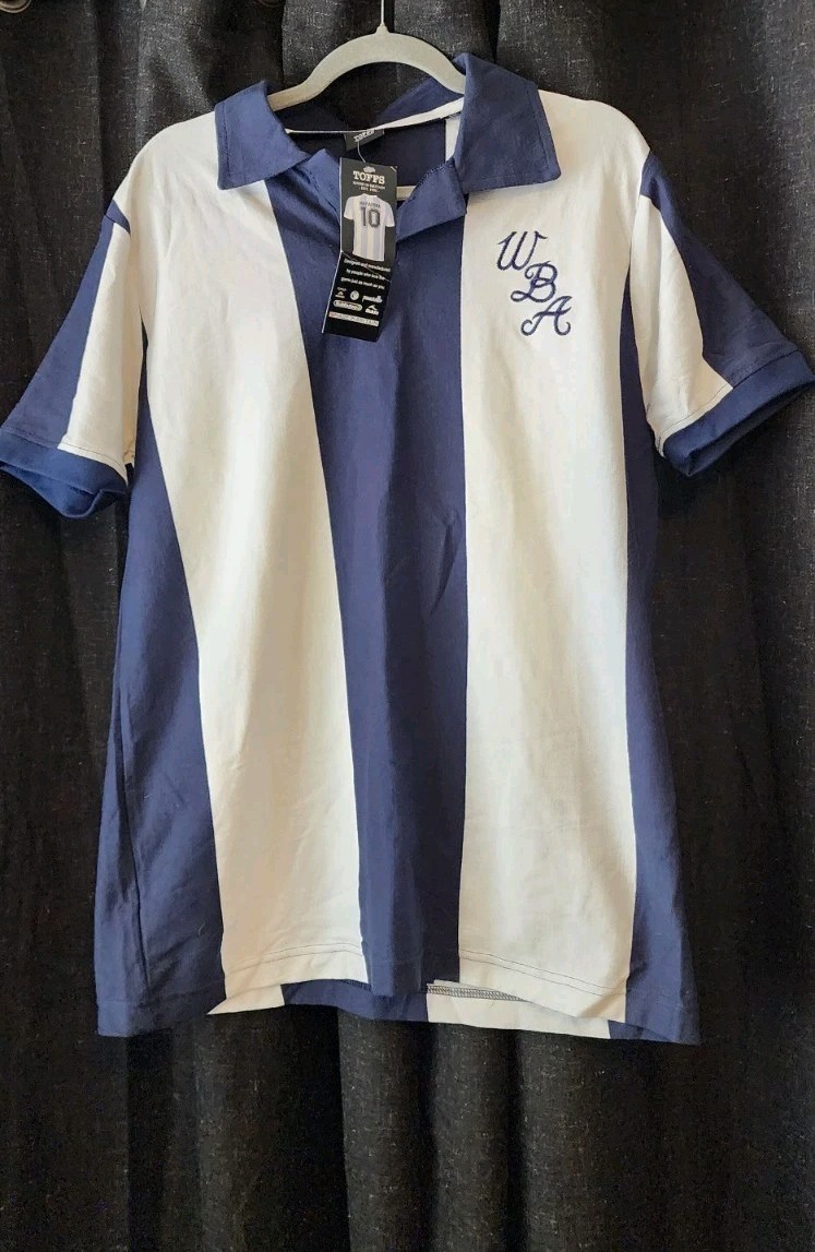 TOFFS Men’s XL NWT Navy White Striped Football Shirt Made in Britain Retro…