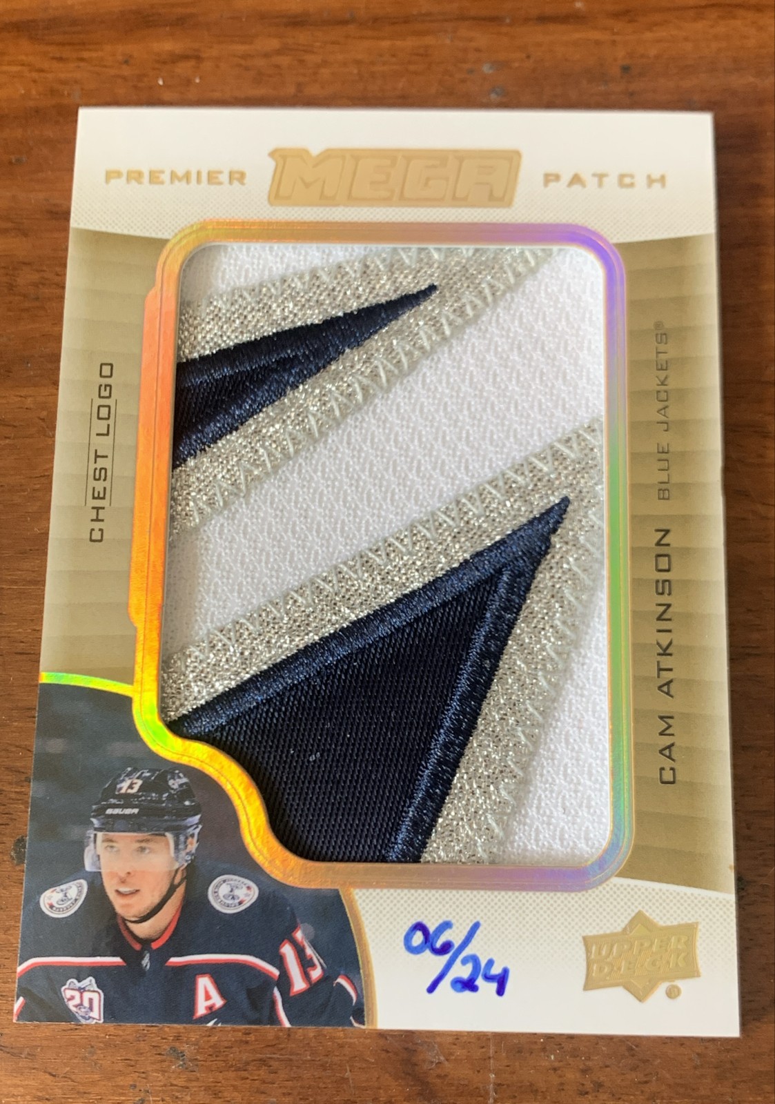 2020-21 Upper Deck Premier – Mega Patch Jumbo Relics Cam Atkinson /24 Tri-Color