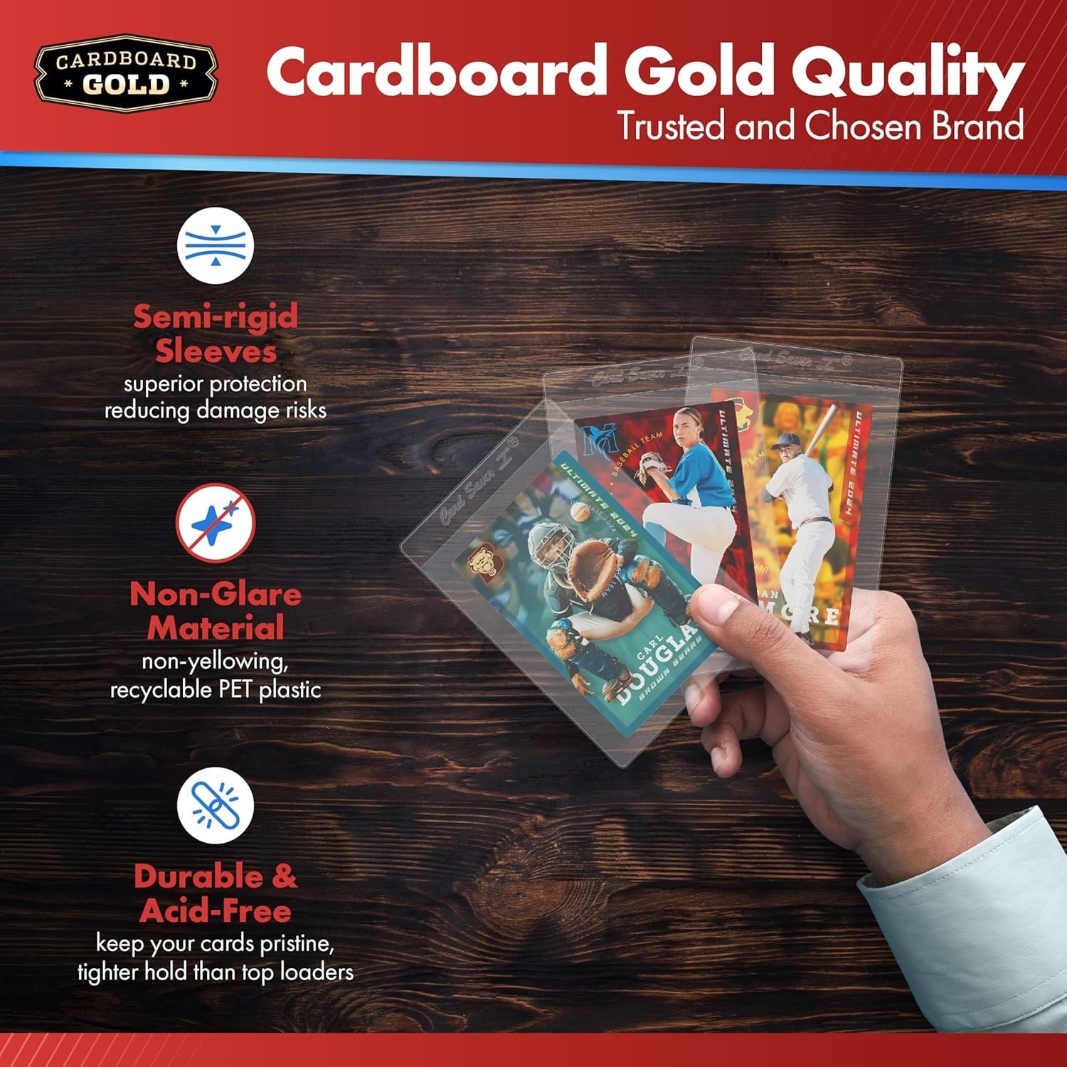 Cardboard Gold Card Saver 1-200Count – Semi Rigid Card Holder, Trading Card Prot