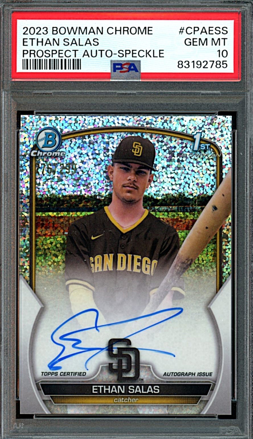 2023 Bowman Chrome Ethan Salas Speckle Refractor Auto #276/299 PSA 10