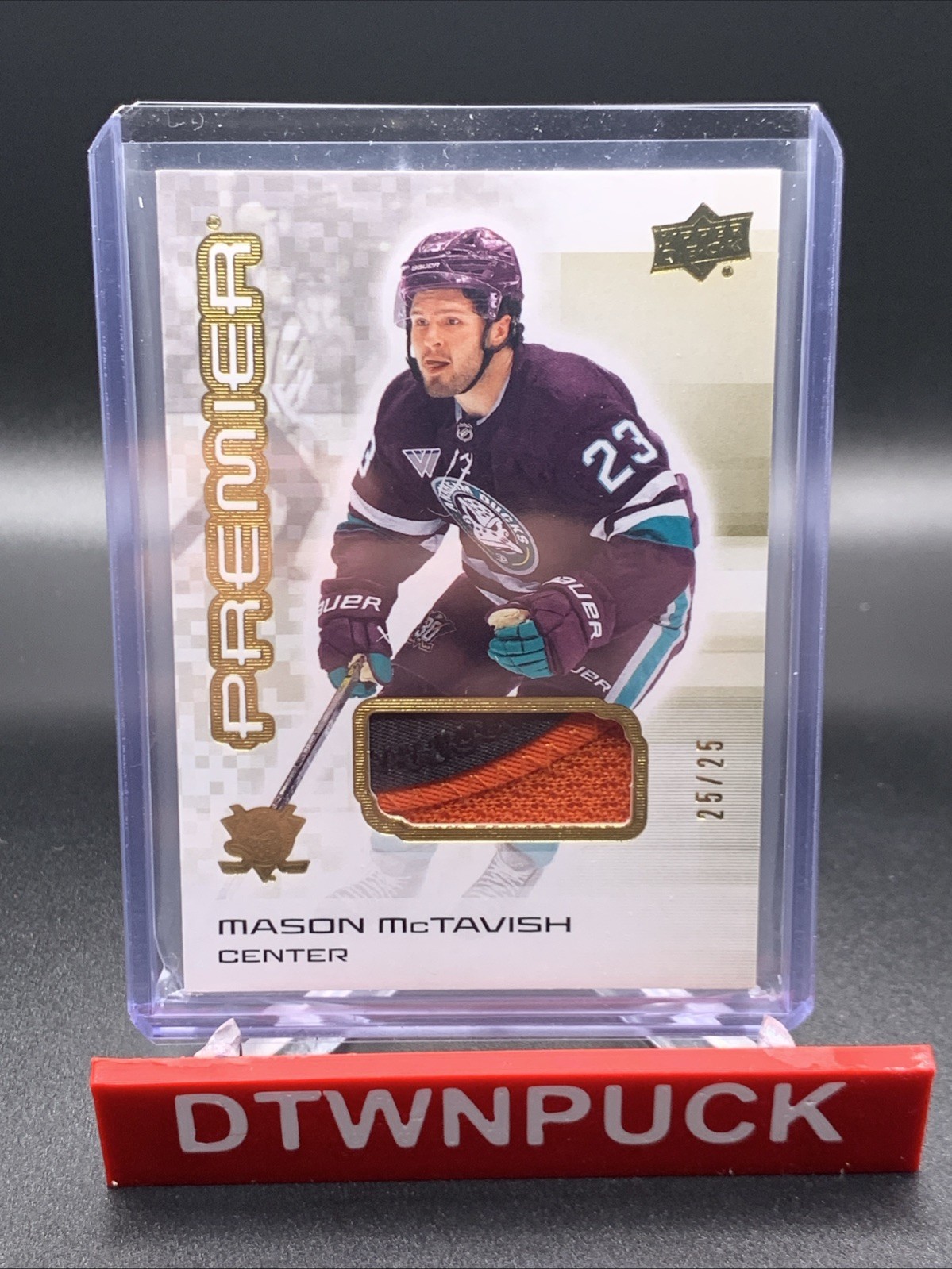 2024-25 Upper Deck Premier Gold Premium Patch Mason McTavish /25 #23 Anaheim