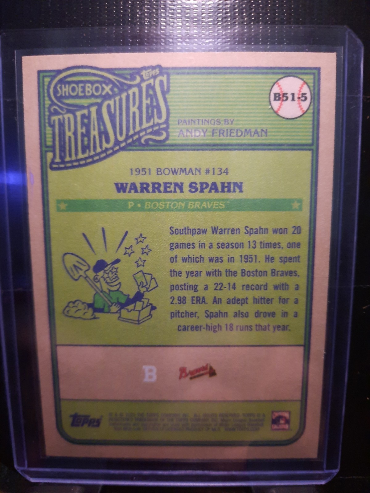 2025 Topps Shoebox Treasures – 1951 Bowman Shortprint Warren Spahn #B51-5