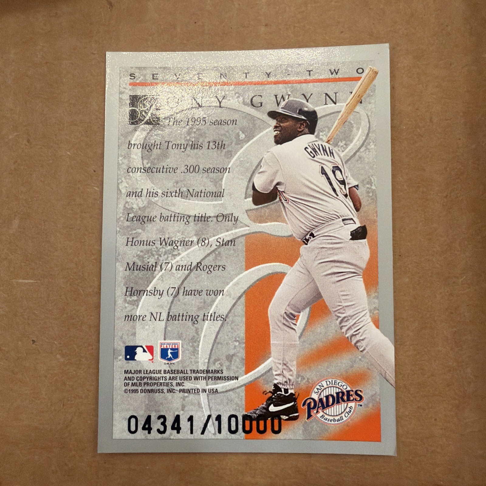 1996 Donruss – Elite Series Tony Gwynn #4341/10000