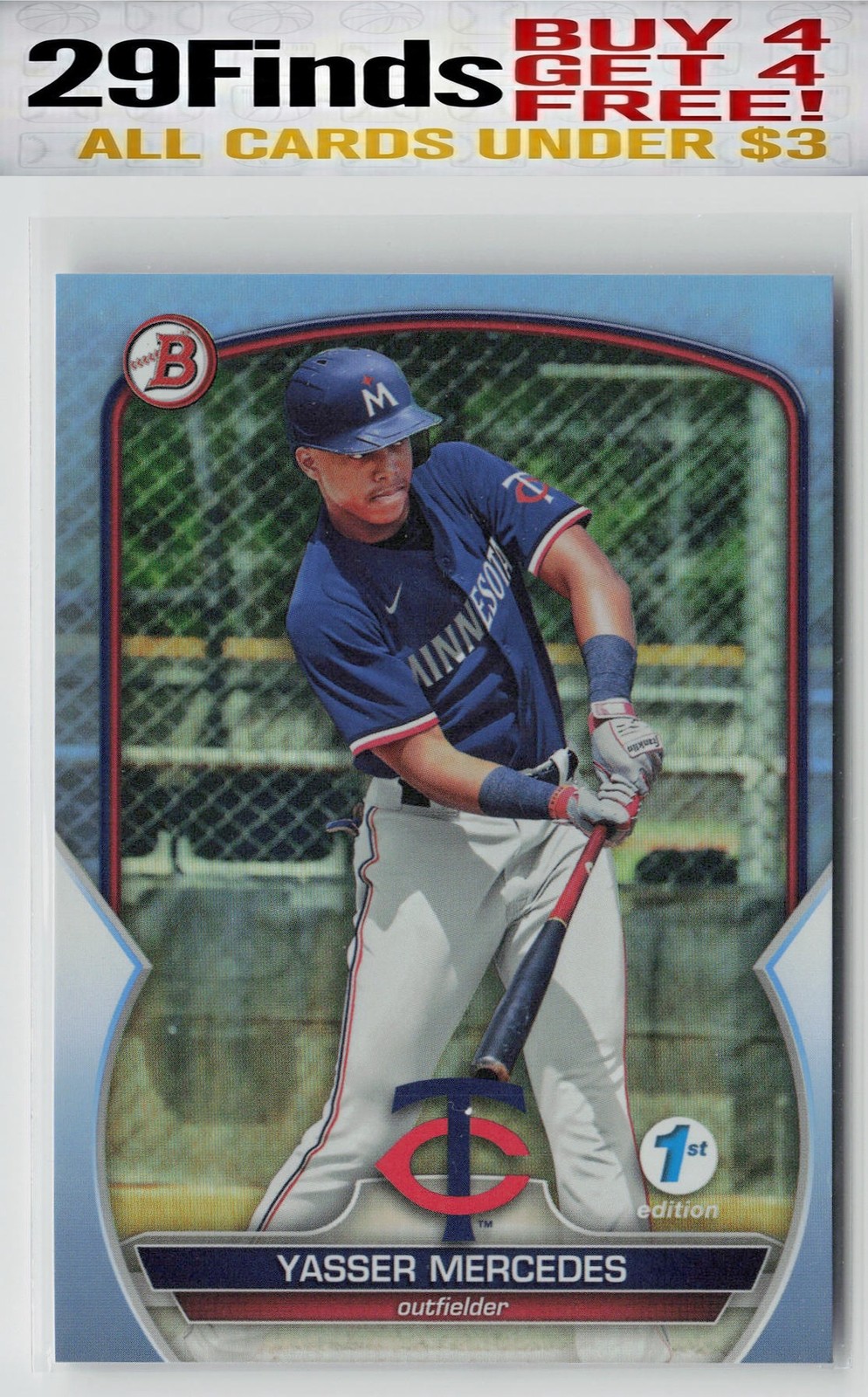 Yasser Mercedes 2023 Bowman 1st Edition Sky Blue Foil #BPPF-99 Minnesota Twins